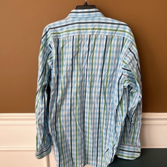 Thomas Dean Blue and Green Plaid Button-Down Shirt Size XL - Picture 3 of 3